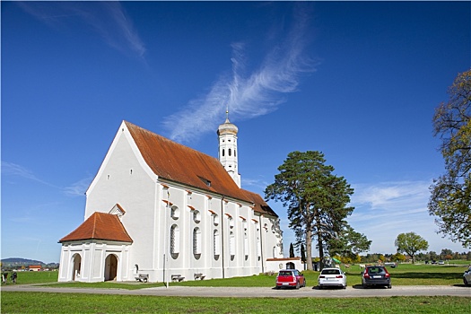 德国巴伐利亚施旺高镇小镇上的教堂