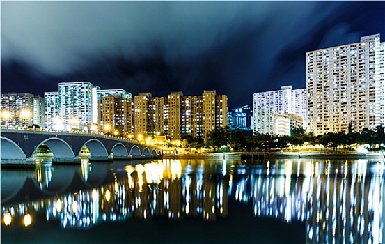 住宅区,香港,夜晚