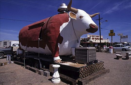美国,亚利桑那,快餐厅,设计,母牛,靠近,销售,公路
