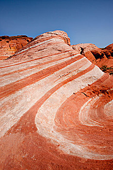 美国,内华达,火焰谷州立公园,条纹,砂岩构造,石头