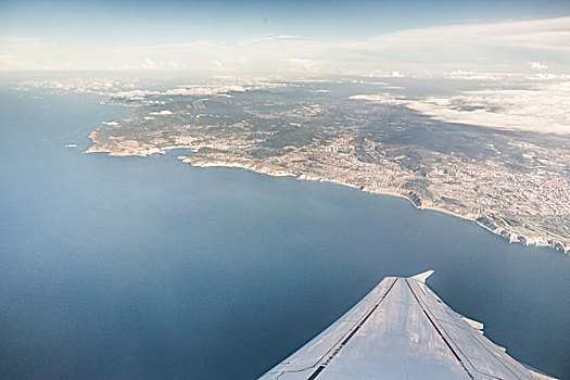 航拍,海岸线,机翼,毕尔巴鄂,西班牙