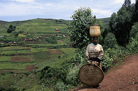 乌干达,靠近,山,女青年,14岁,地点,篮子
