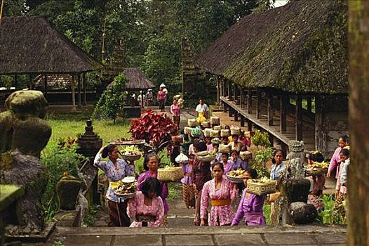 女人,制作,供品,食物,巴厘岛,印度尼西亚