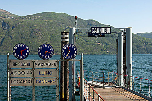 钟表,展示,坎诺比奥,码头,马焦雷湖,意大利,欧洲