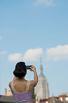 中年,女人,摄影,帝国大厦,纽约