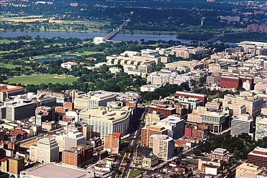 俯拍,建筑,旁侧,河,华盛顿特区,美国