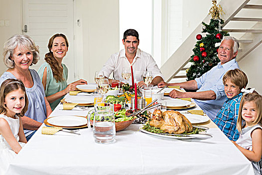 家庭,圣诞餐,一起
