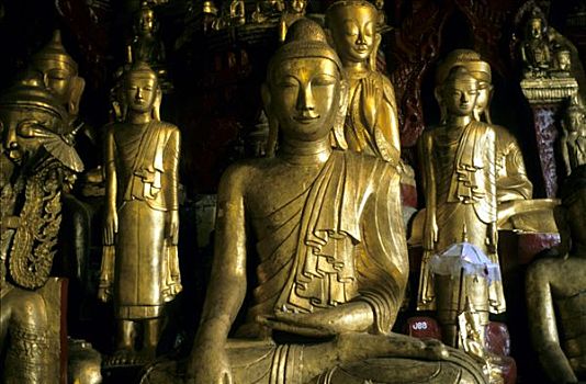 佛像,洞穴,宾德雅,缅甸,亚洲