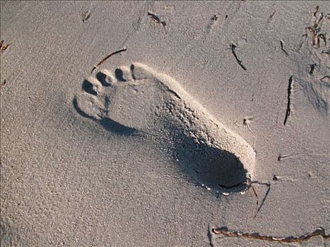 脚印,沙子,海滩