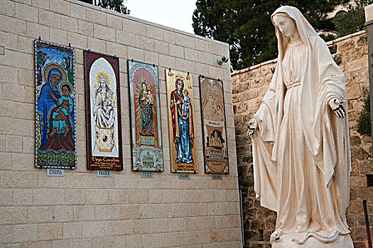雕塑,圣母玛利亚,耶稣,朝圣,大教堂,以色列