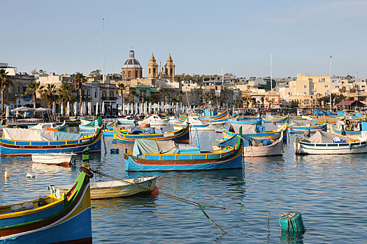 马尔萨什洛克,港口,传统,渔船,马耳他