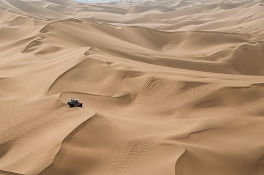 沙漠中的观光车