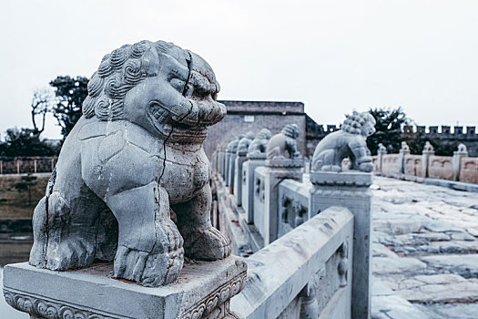 北京张家湾城墙古桥石狮子