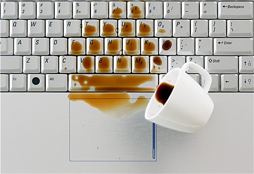 咖啡,溢出,键盘
