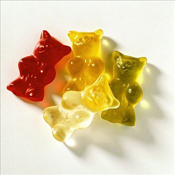 四个,甘贝熊软糖,熊形软糖,多样,彩色