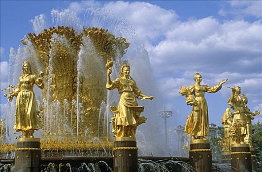俄罗斯,莫斯科,国际,友谊,喷泉