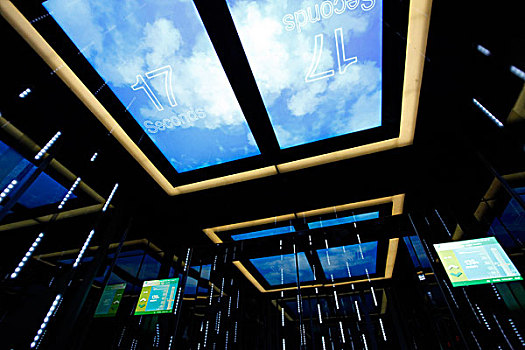 香港,商场,大厦,大楼,建筑,天际100大厦,展示,内部,设计,led灯,电梯
