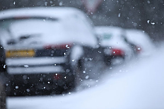 雪片,排,汽车