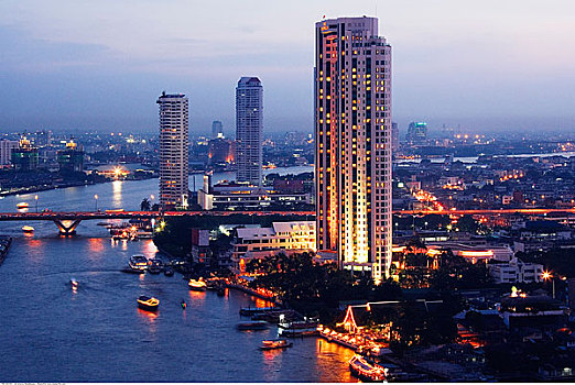 天际线,湄南河,曼谷,泰国