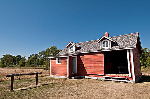 红色,屋舍,牧场,国家,古迹,艾伯塔省,加拿大