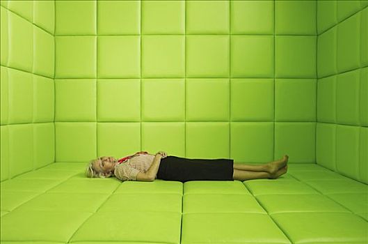 女人,休息,绿色,房间