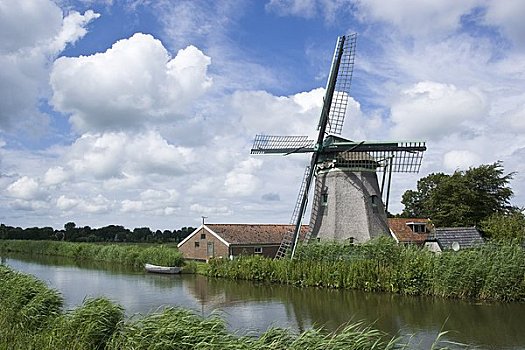 风车,阿尔克马尔镇,北荷兰,荷兰