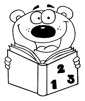 轮廓,高兴,熊,读,书本,书页,学校,数学