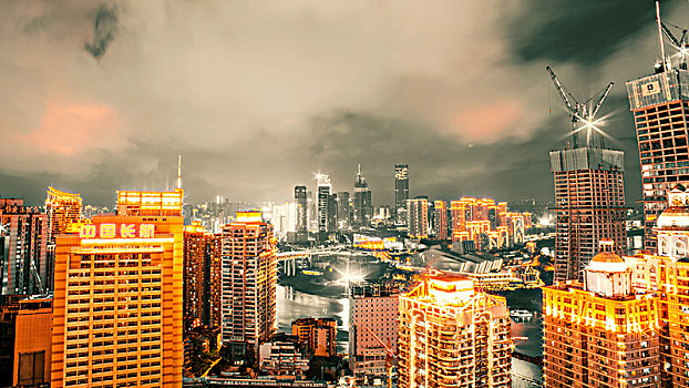 重庆夜景,黑金风格