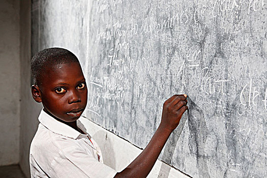 学生,黑板,班级,地区,省,刚果布拉柴维尔,非洲