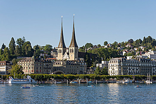 风景,北方,堤岸,小教堂,琉森湖,瑞士