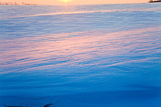 村庄,日落,冰雪,自然风光,吉林