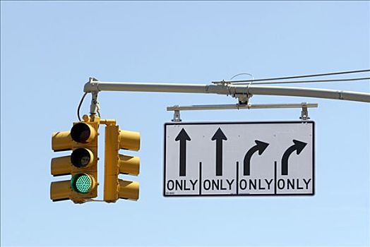 绿色,红绿灯,路标,曼哈顿,纽约,美国