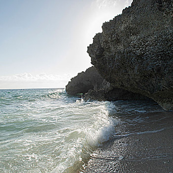 波浪,海岸,海湾群岛,洪都拉斯