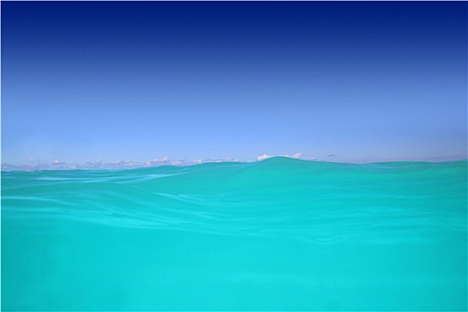 加勒比,波浪,青绿色,水,高,地平线