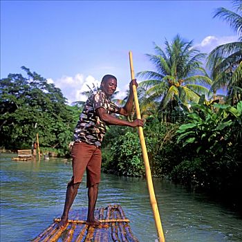 牙买加,河,筏