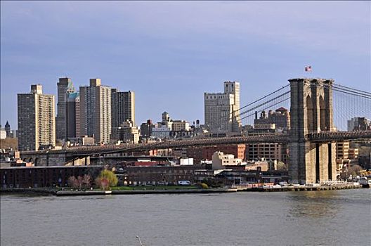 布鲁克林大桥,背影,瞭望塔,社会,总部,布鲁克林,纽约,美国
