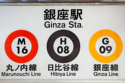 日本,本州,东京,银座,地铁站,入口,标识