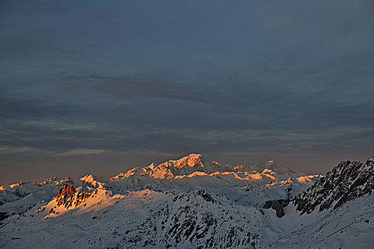 山,雪,清新,日落,滑雪胜地,法国