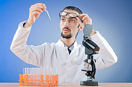 化学家,工作,显微镜