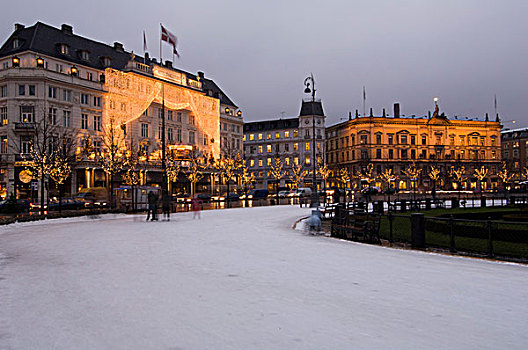 圣诞节,酒店,滑冰场,哥本哈根,丹麦,欧洲
