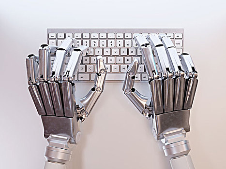 机器人,打字,概念,键盘