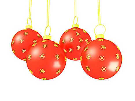 红色,圣诞节,彩球,隔绝,白色背景
