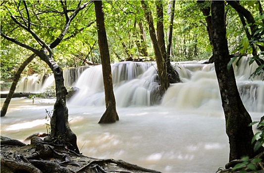 瀑布,河流,热带雨林,泰国