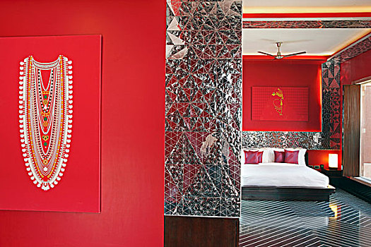 酒店,红色,房间