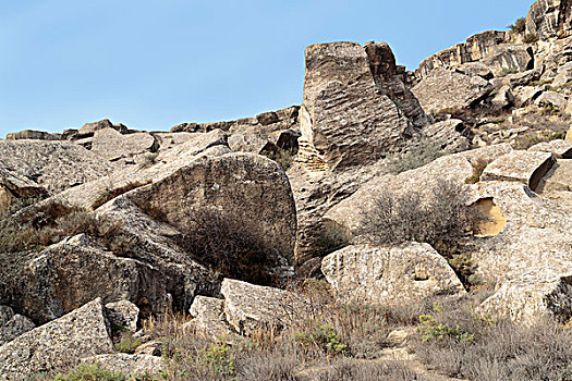阿塞拜疆,石头,漂石,荒地,户外,戈布斯坦,国家公园
