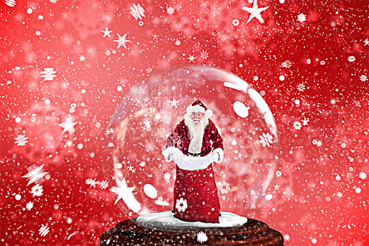 圣诞老人,拿着,袋,雪景球