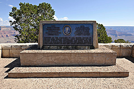 纪念,牌匾,暸望,大峡谷国家公园,南缘,亚利桑那,美国
