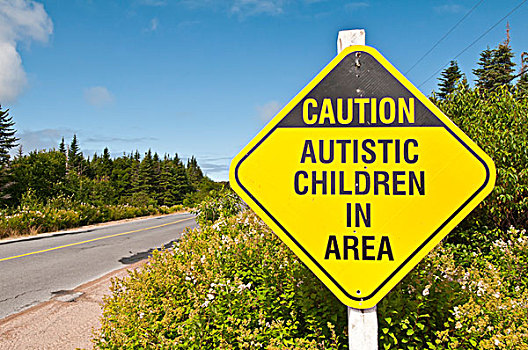 小心,孩子,区域,路标,纽芬兰,加拿大
