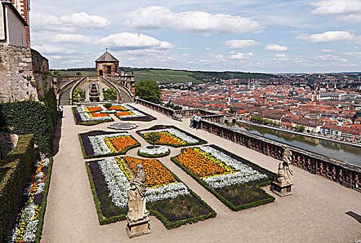 城堡,花园,菲斯图格,玛利恩堡,要塞,维尔茨堡,弗兰克尼亚,巴伐利亚,德国,欧洲