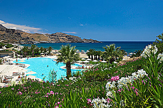 游泳池,海滩,靠近,克里特岛,希腊